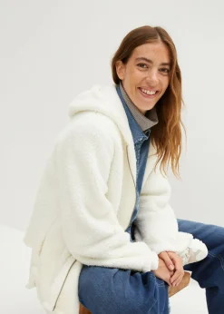 Chaqueta de peluche, corte en A, con aberturas laterales