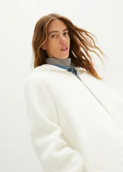 Chaqueta de peluche, corte en A, con aberturas laterales