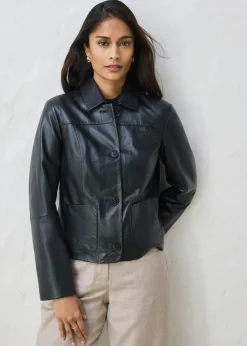 Chaqueta de piel de napa de cordero suave