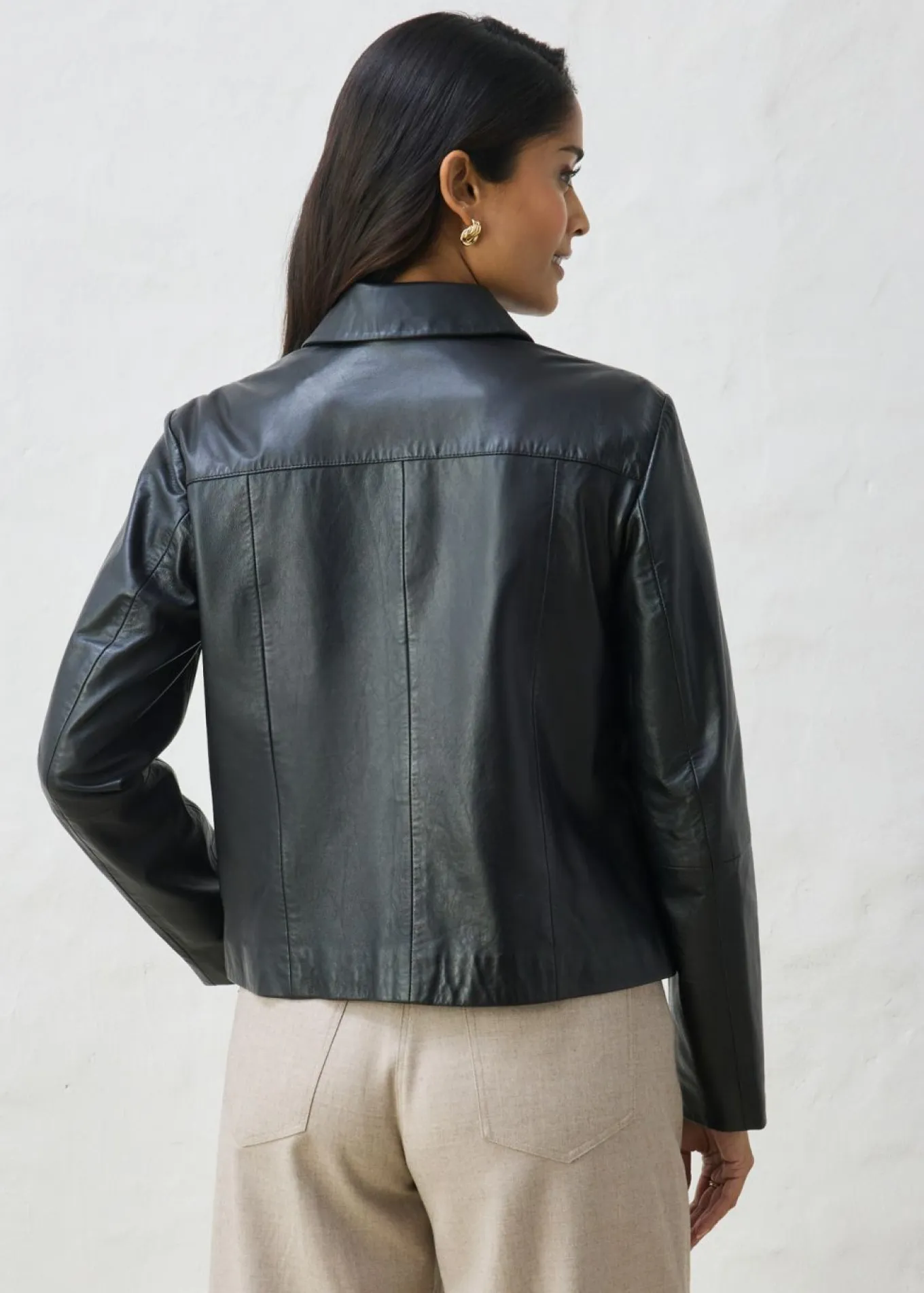 Chaqueta de piel de napa de cordero suave