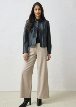 Chaqueta de piel de napa de cordero suave
