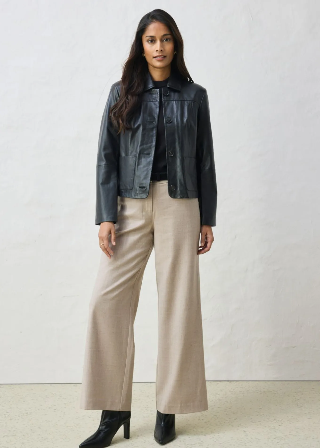Chaqueta de piel de napa de cordero suave