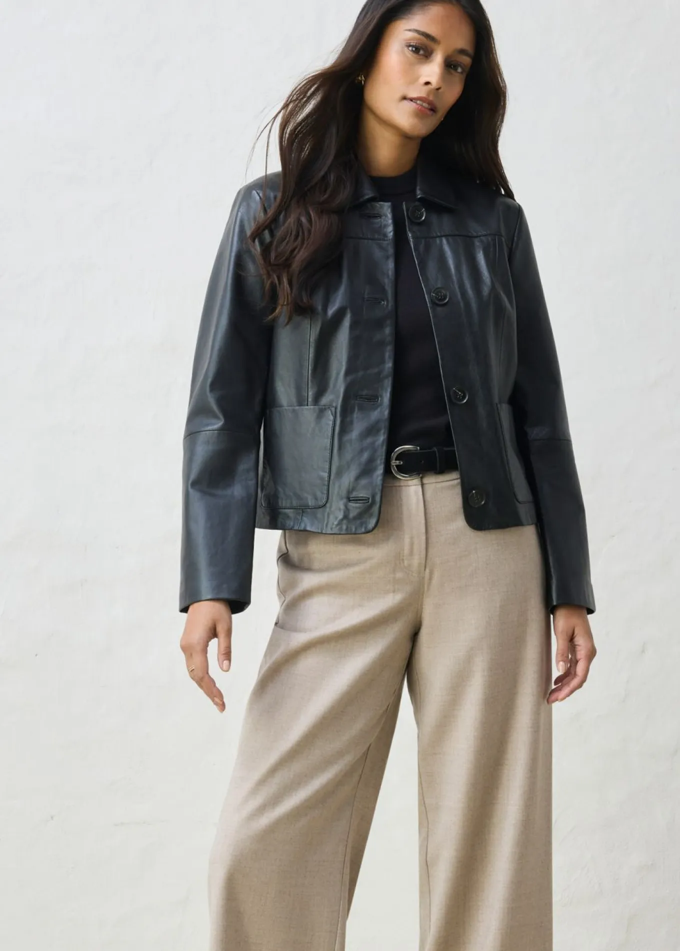 Chaqueta de piel de napa de cordero suave