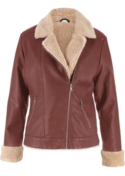 Chaqueta de piel sintética, con forro