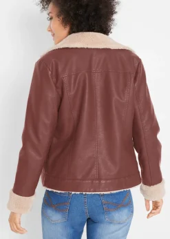 Chaqueta de piel sintética, con forro