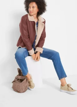 Chaqueta de piel sintética, con forro