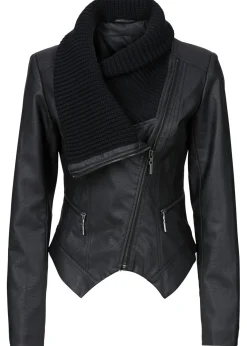 Chaqueta de piel sintética con cuello alto