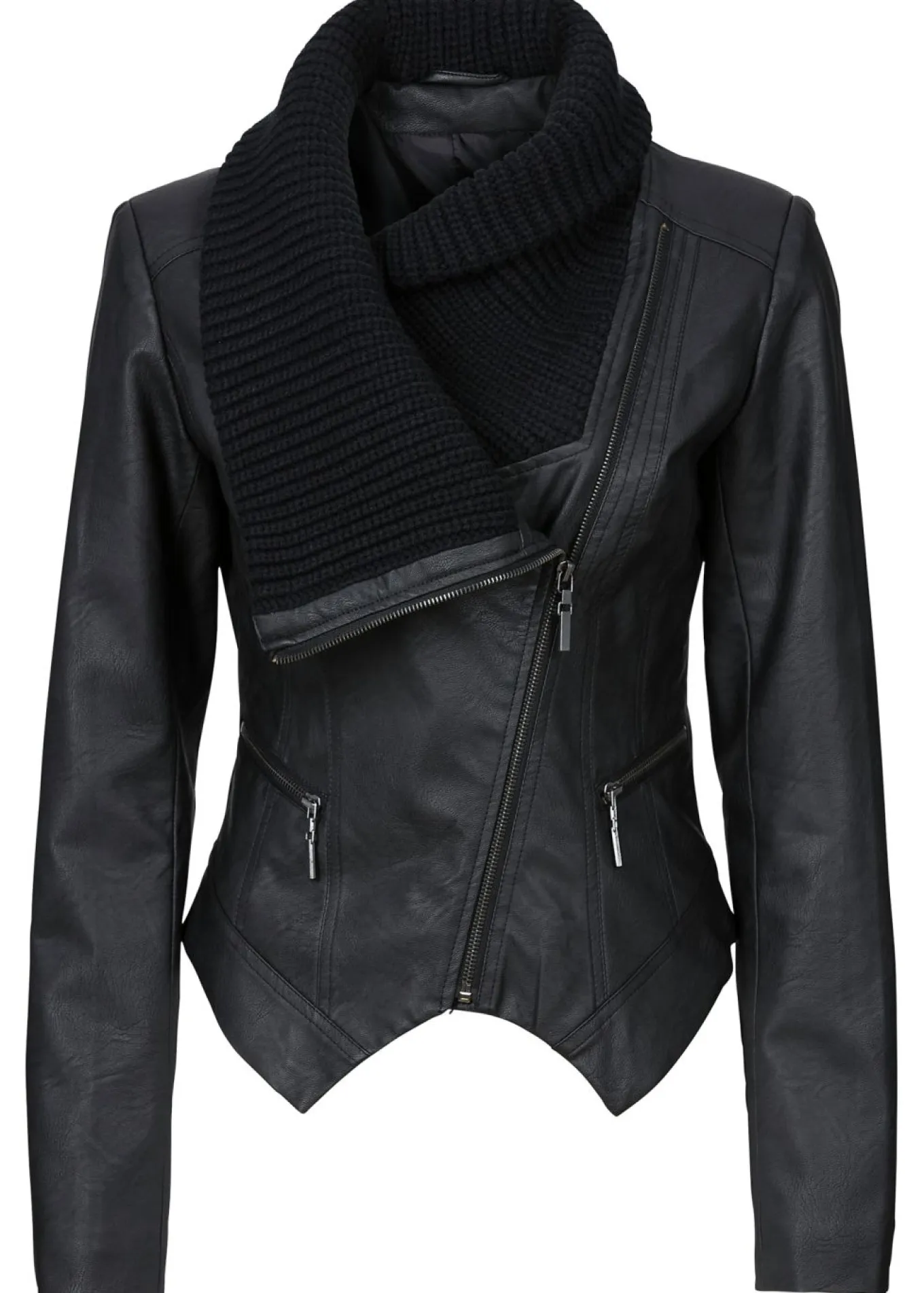 Chaqueta de piel sintética con cuello alto