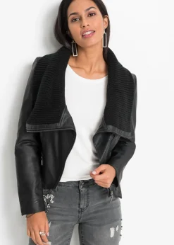 Chaqueta de piel sintética con cuello alto