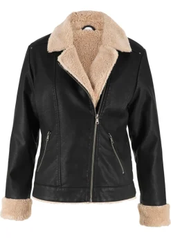 Chaqueta de piel sintética, con forro