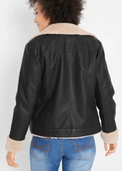 Chaqueta de piel sintética, con forro