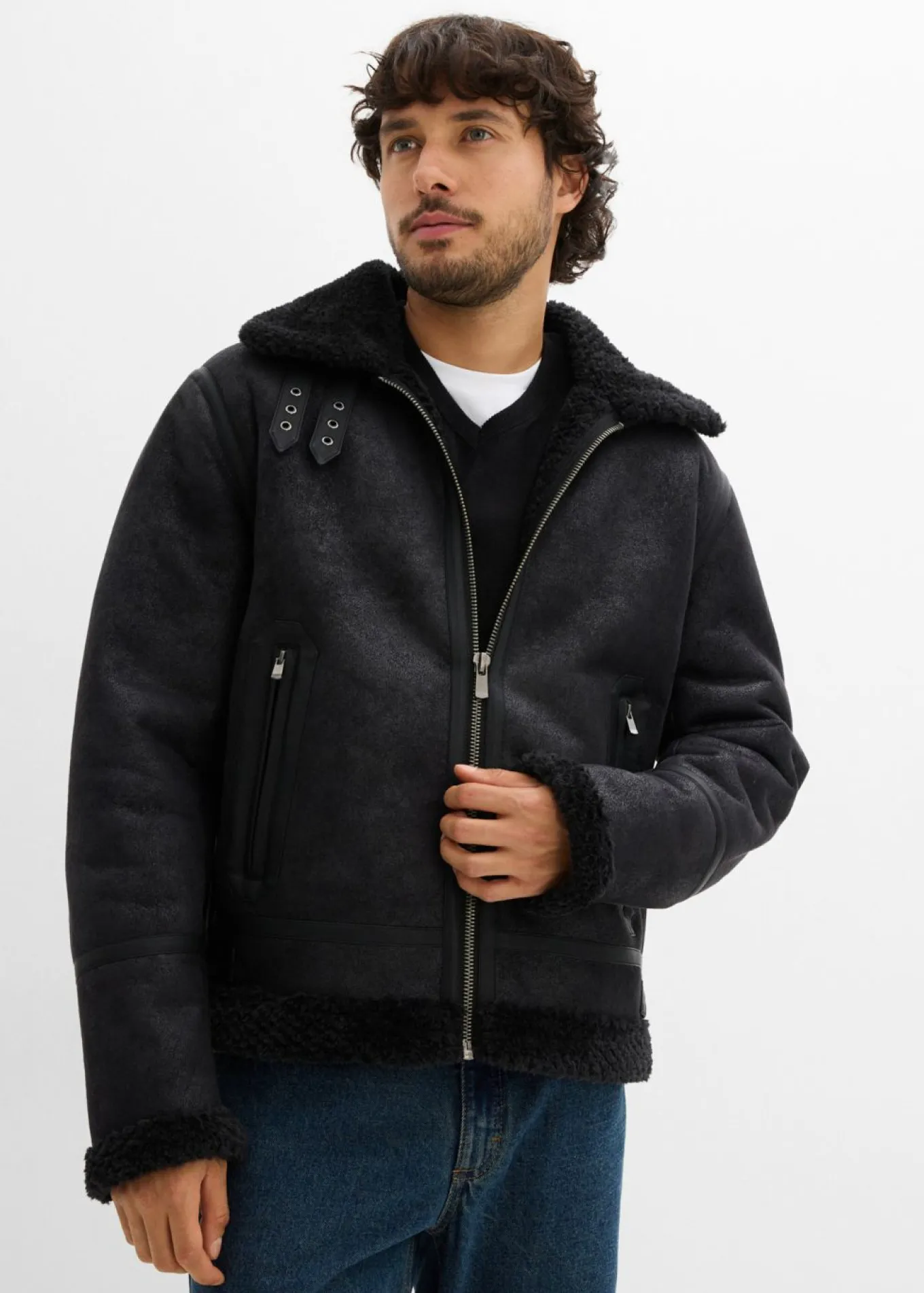 Chaqueta de piel sintética con forro polar