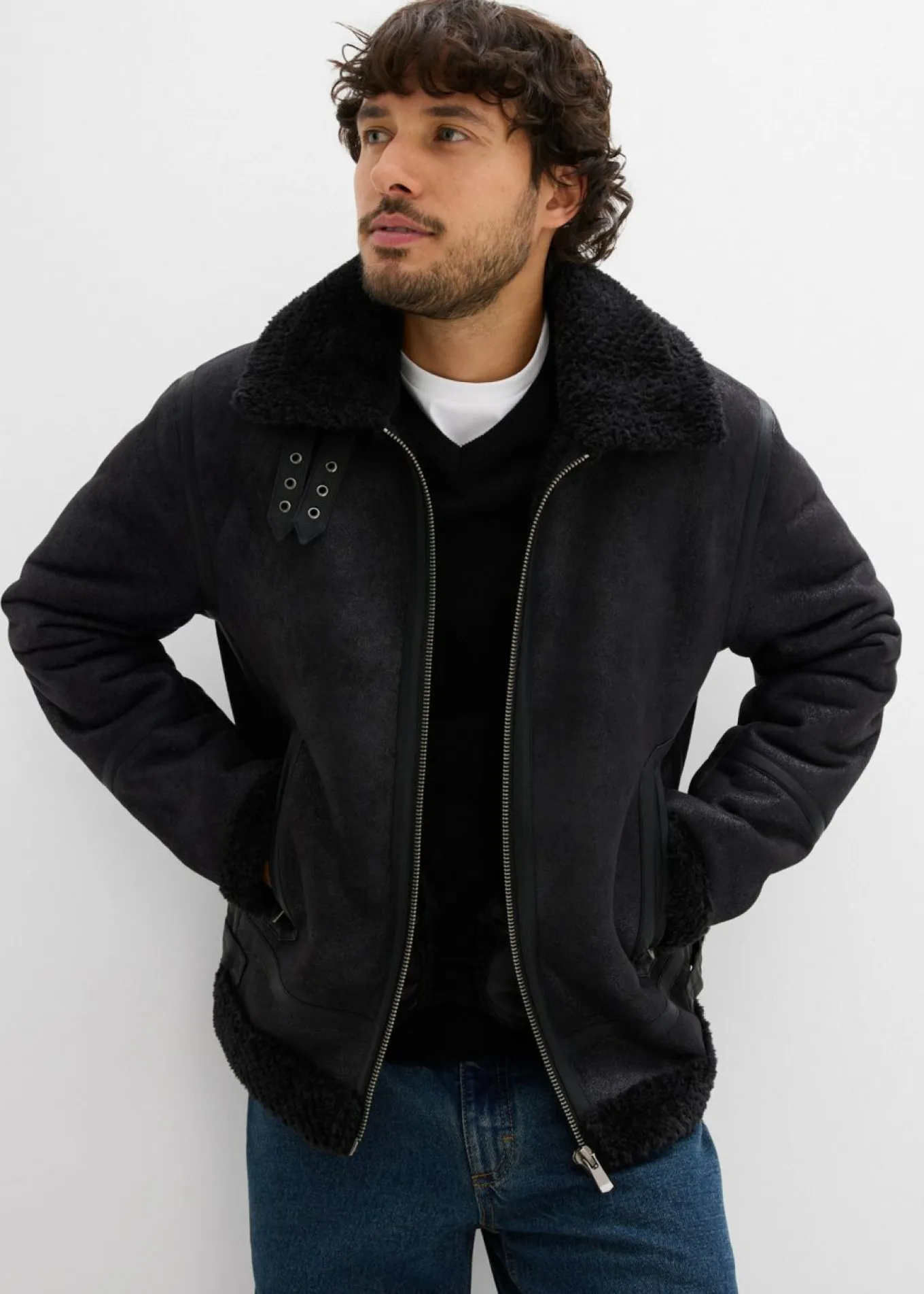 Chaqueta de piel sintética con forro polar