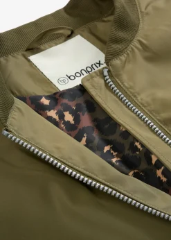 Chaqueta de piloto ancha con forro de leopardo