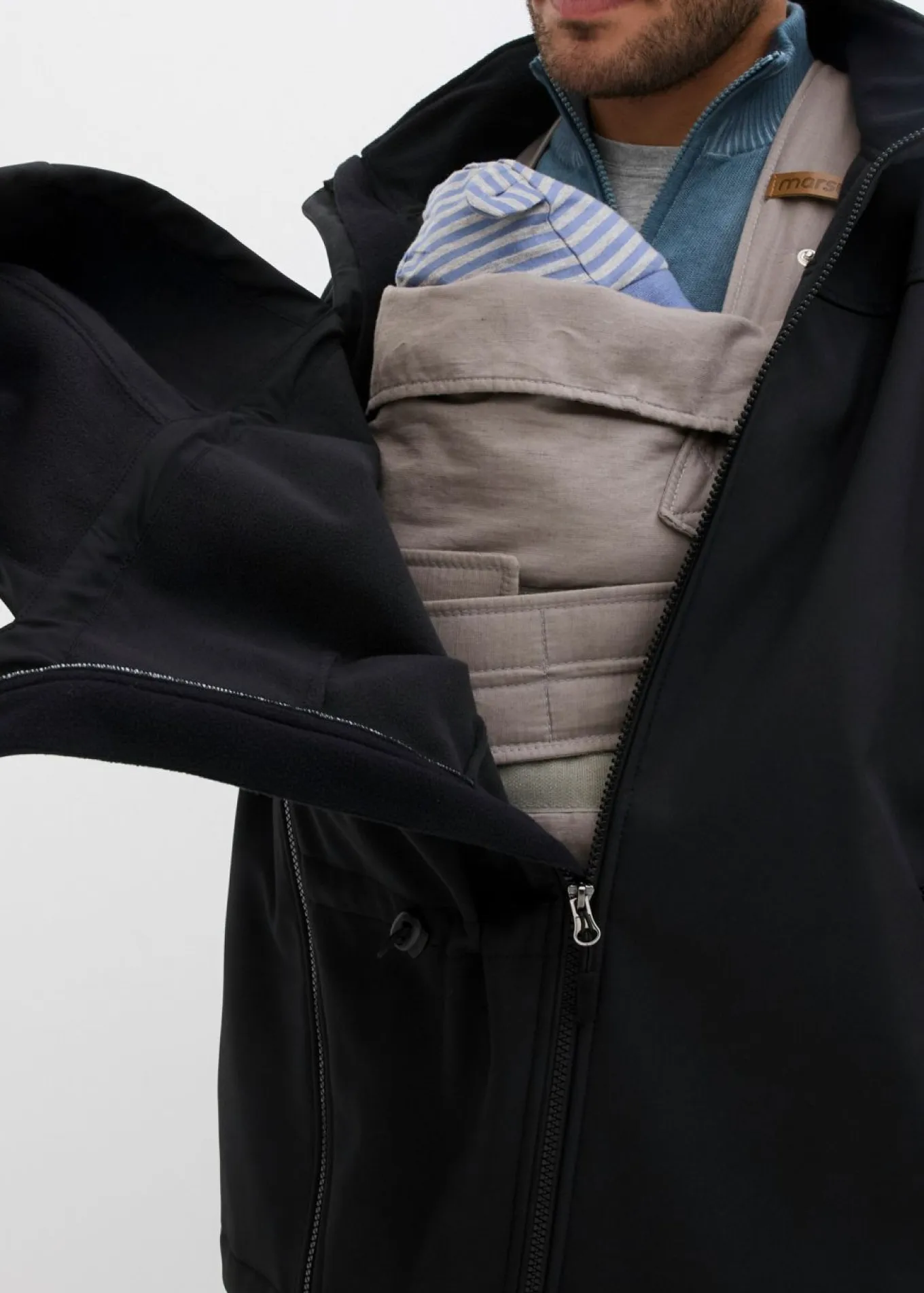 Chaqueta de porteo 2 en 1 para hombre con inserto de porteo