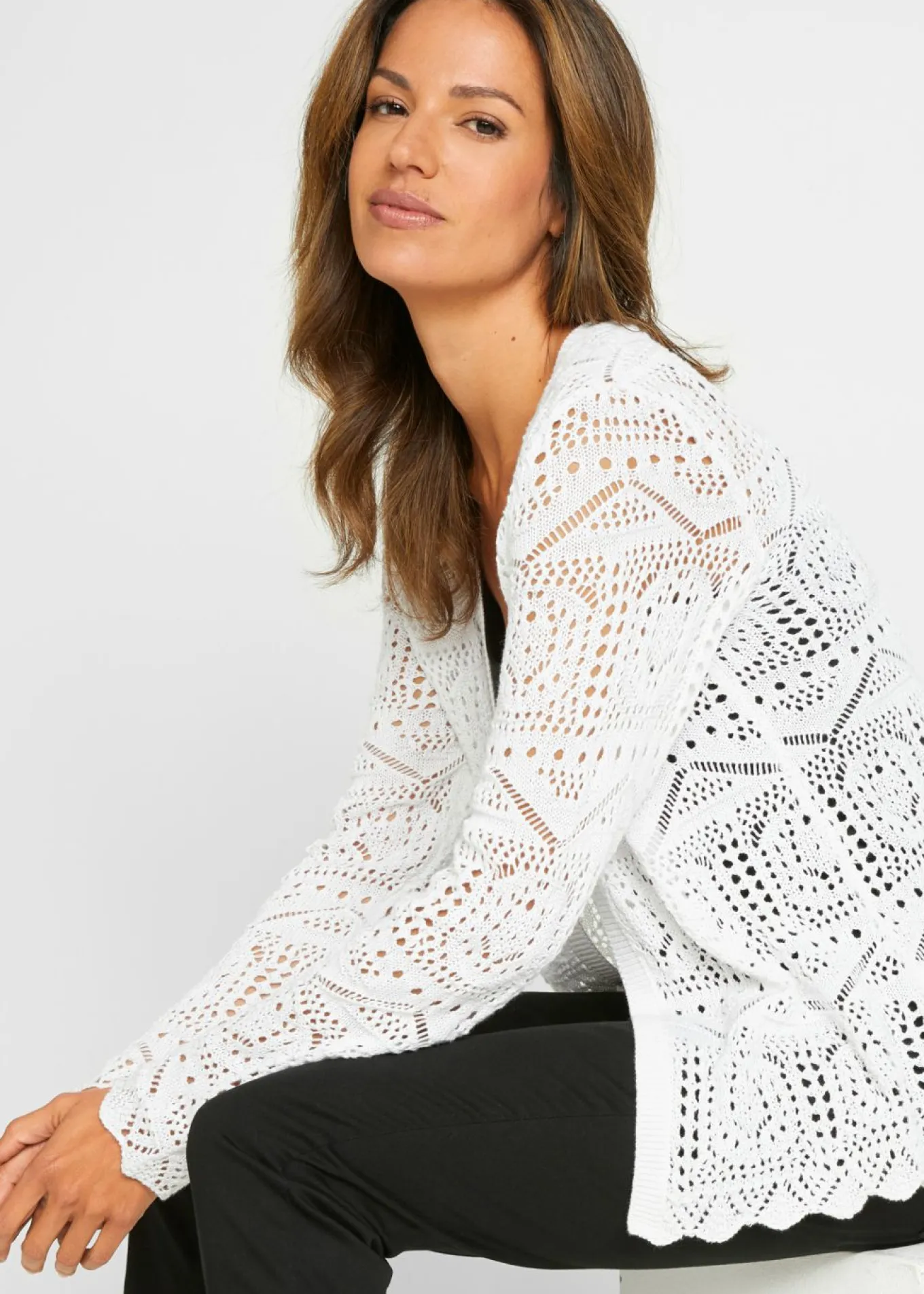 Chaqueta de punto ajour