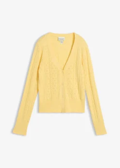 Chaqueta de punto ajour con mezcla de seda