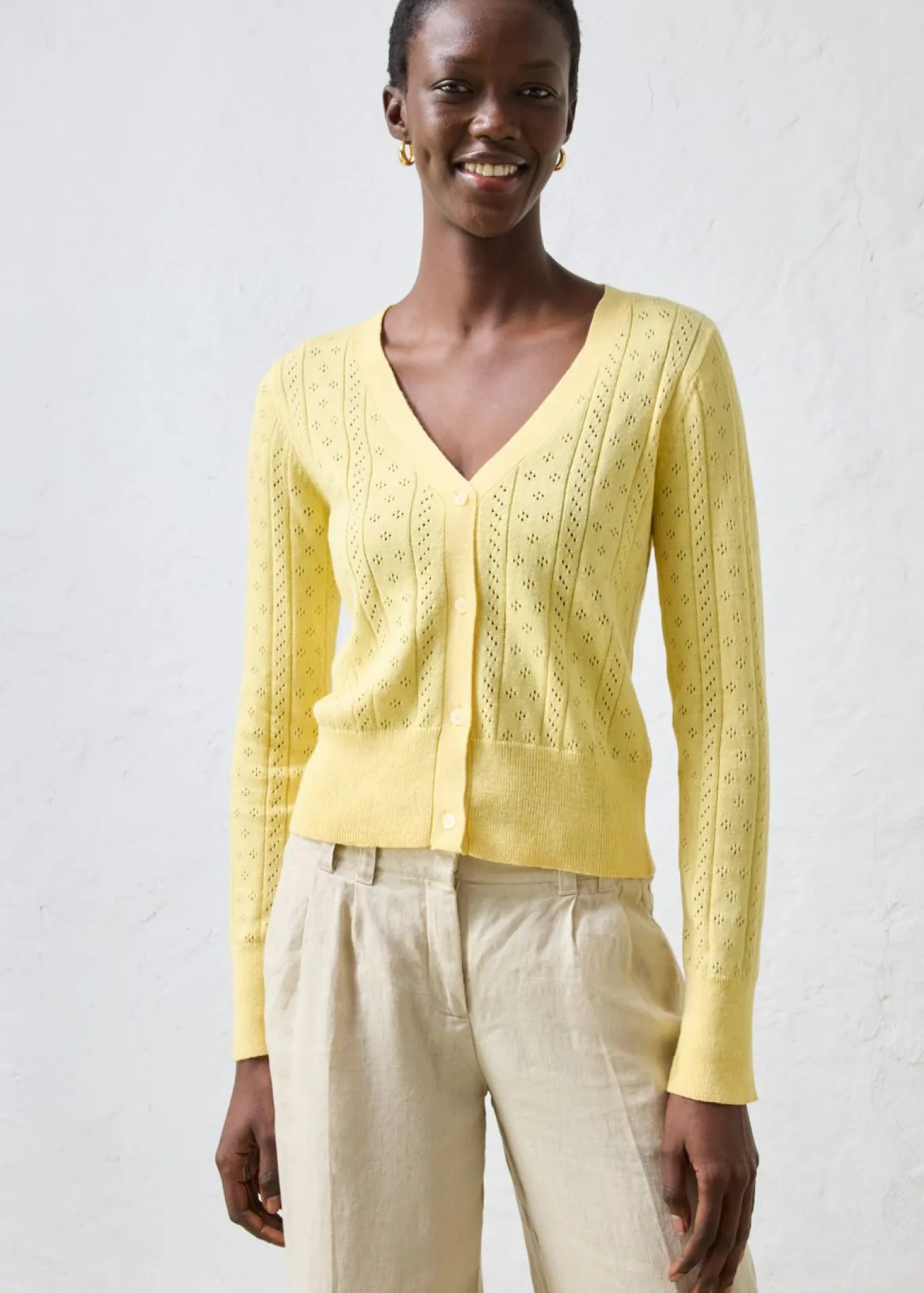 Chaqueta de punto ajour con mezcla de seda