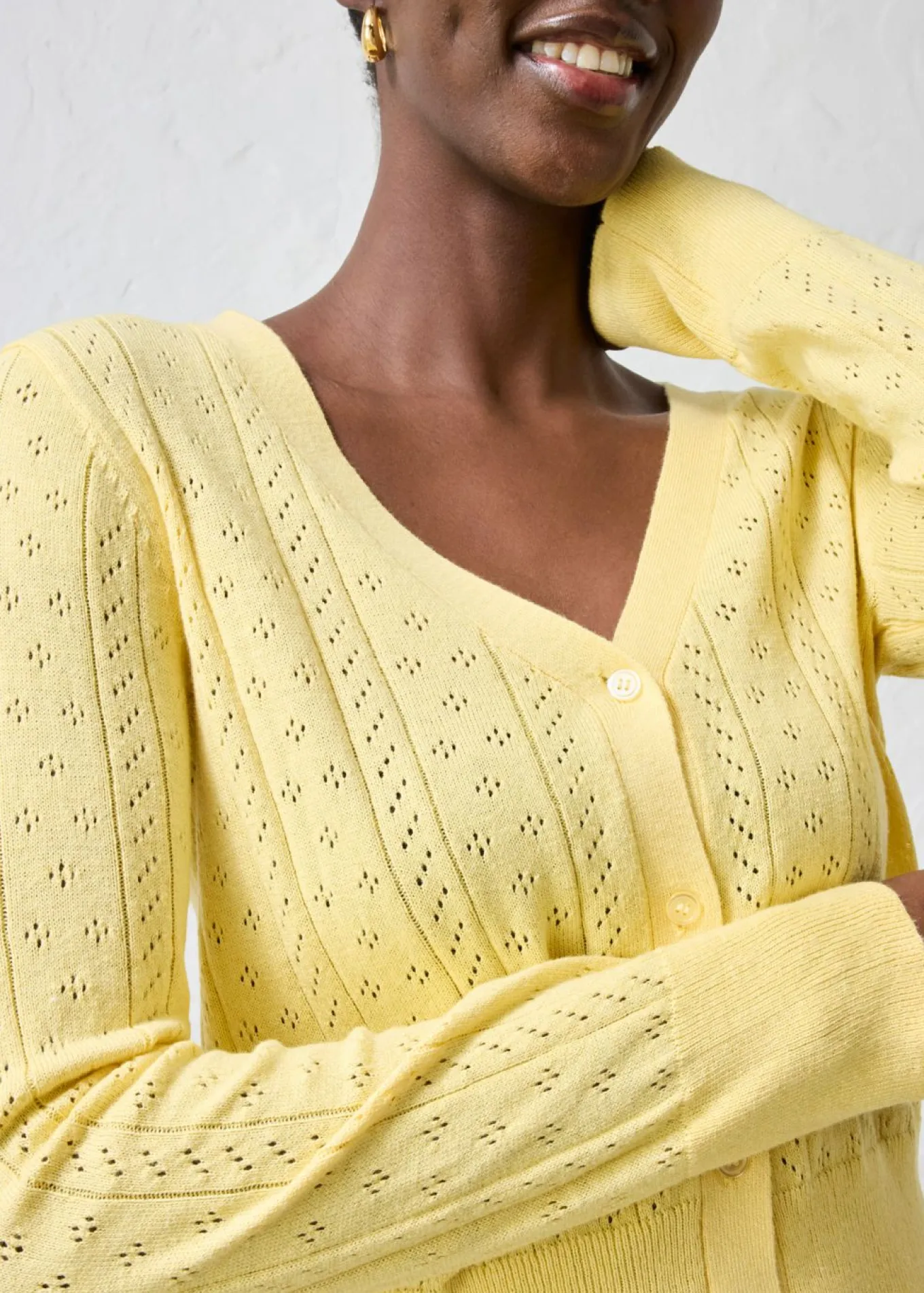 Chaqueta de punto ajour con mezcla de seda