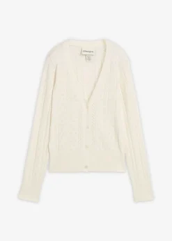 Chaqueta de punto ajour con mezcla de seda