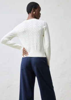 Chaqueta de punto ajour con mezcla de seda
