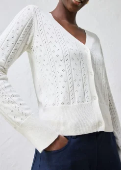 Chaqueta de punto ajour con mezcla de seda