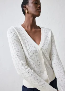 Chaqueta de punto ajour con mezcla de seda