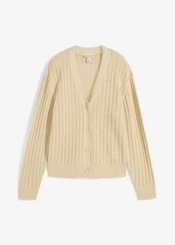 Chaqueta de punto ajour con contenido de lino