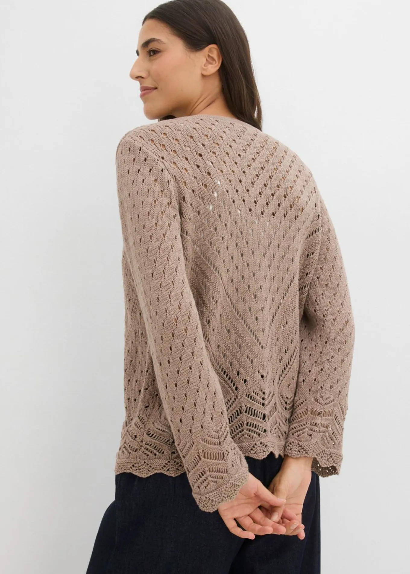 Chaqueta de punto ajour de algodón puro