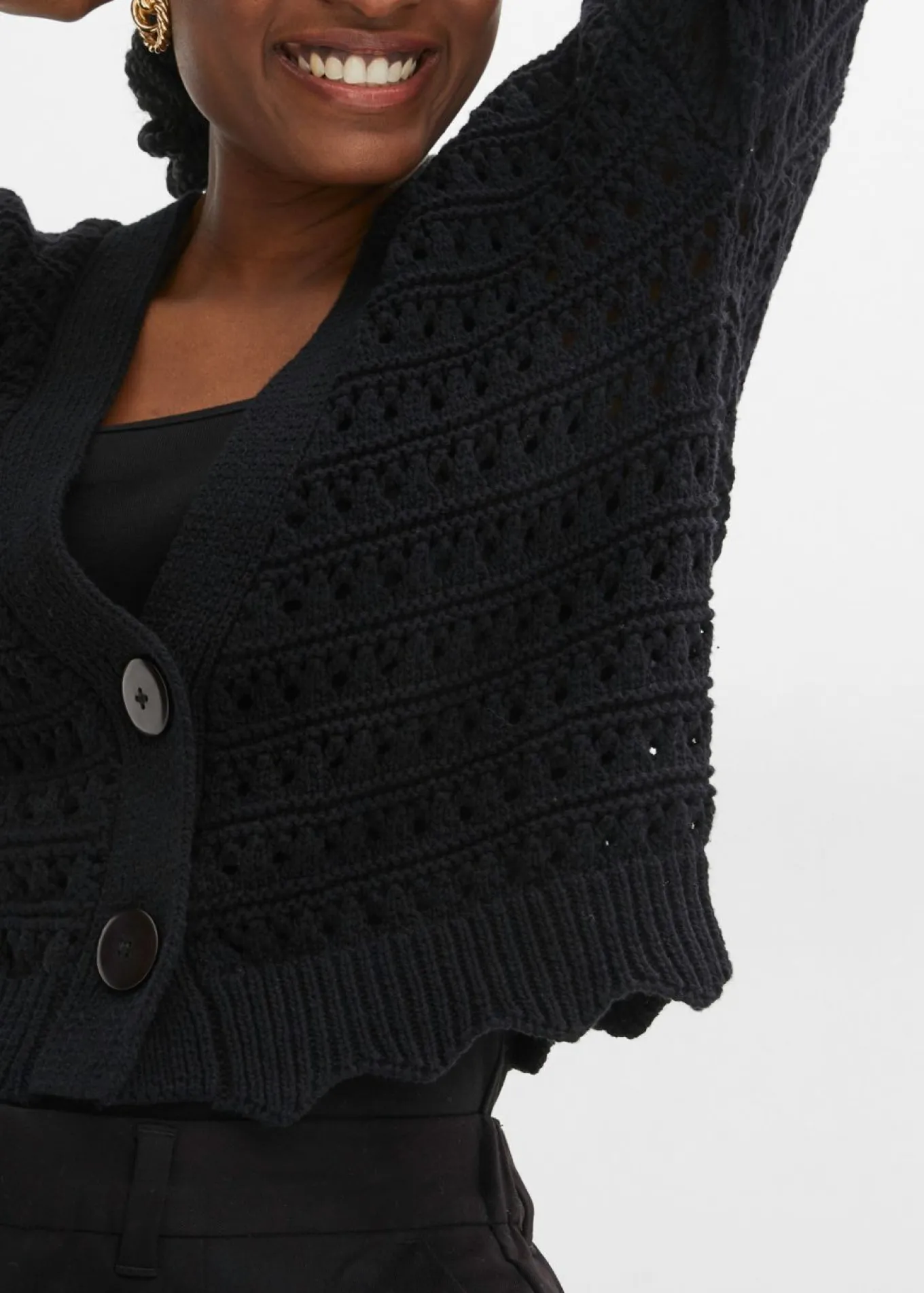 Chaqueta de punto ajour de algodón puro