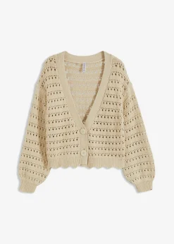 Chaqueta de punto ajour de algodón puro