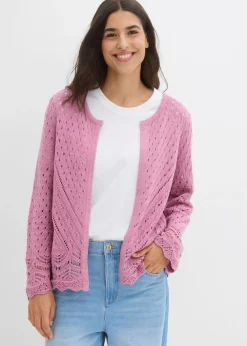 Chaqueta de punto ajour de algodón puro