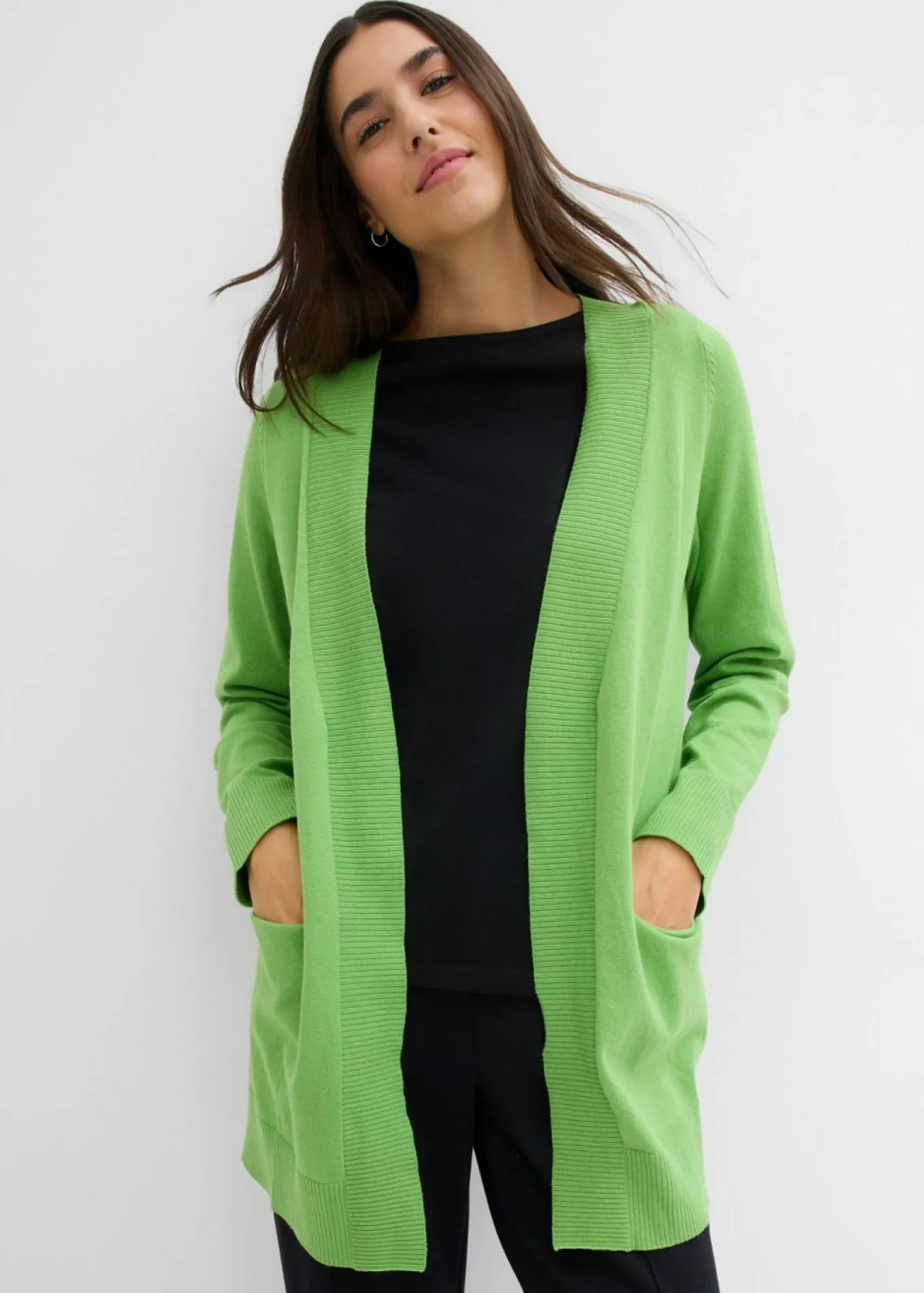Chaqueta de punto con bolsillos y manga larga