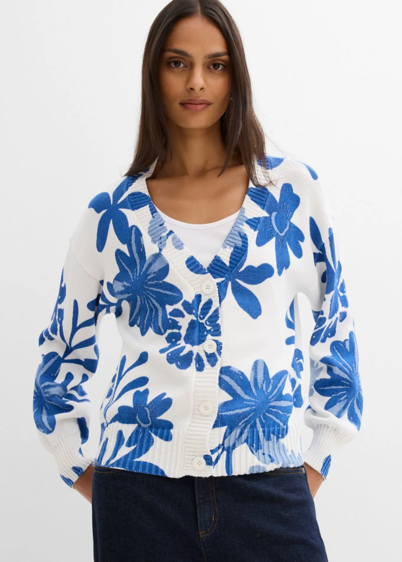 Chaqueta de punto con estampado de flores