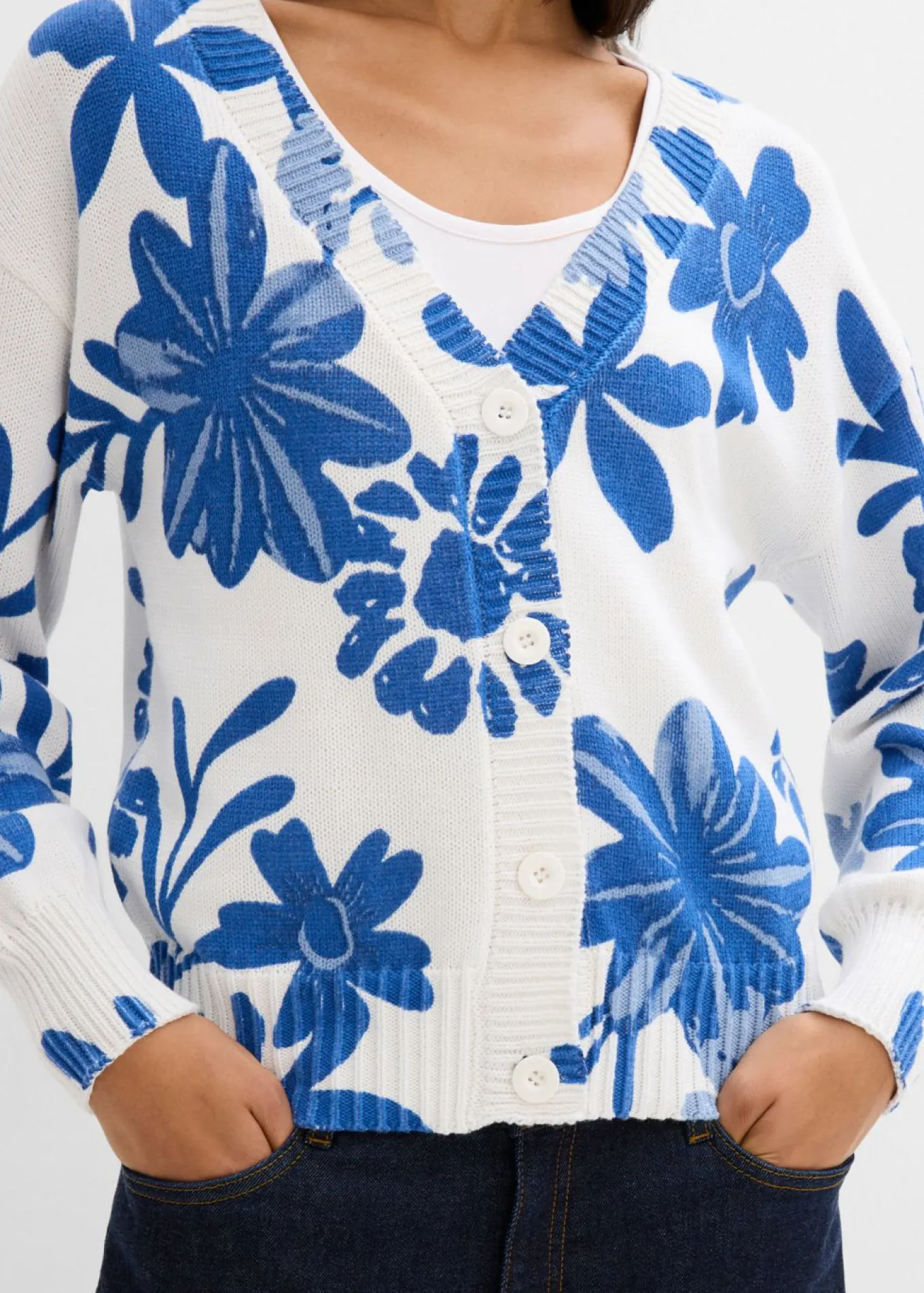Chaqueta de punto con estampado de flores