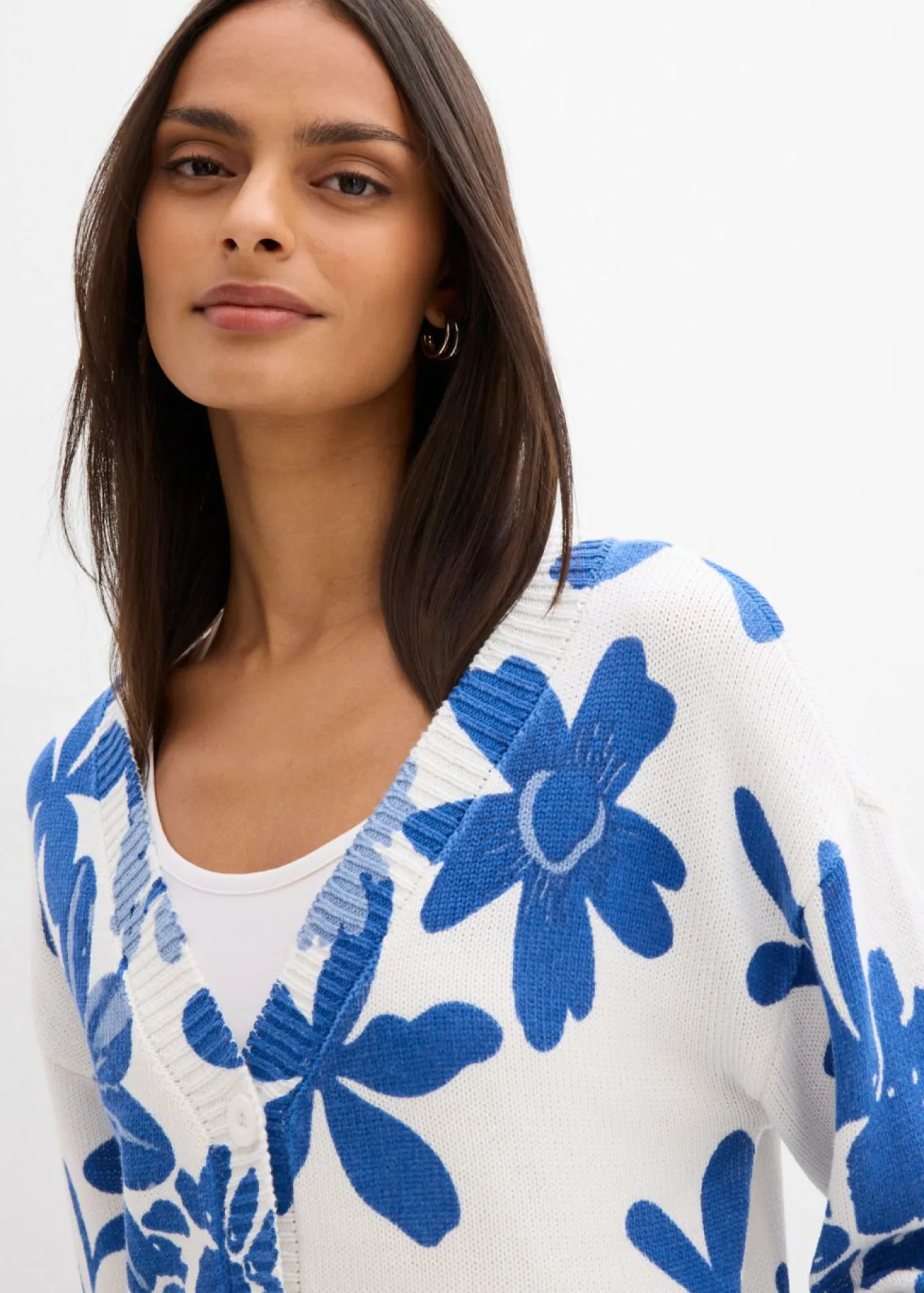 Chaqueta de punto con estampado de flores