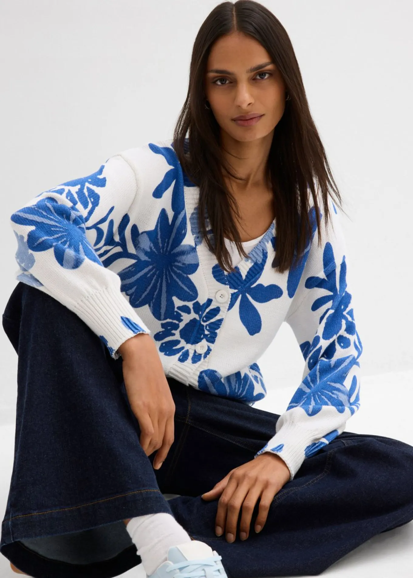Chaqueta de punto con estampado de flores