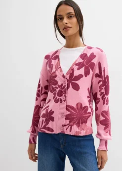 Chaqueta de punto con estampado de flores
