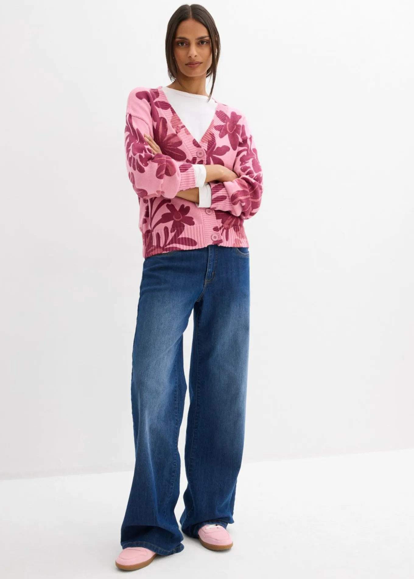 Chaqueta de punto con estampado de flores