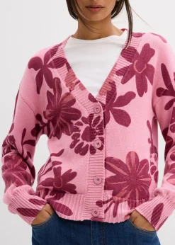 Chaqueta de punto con estampado de flores
