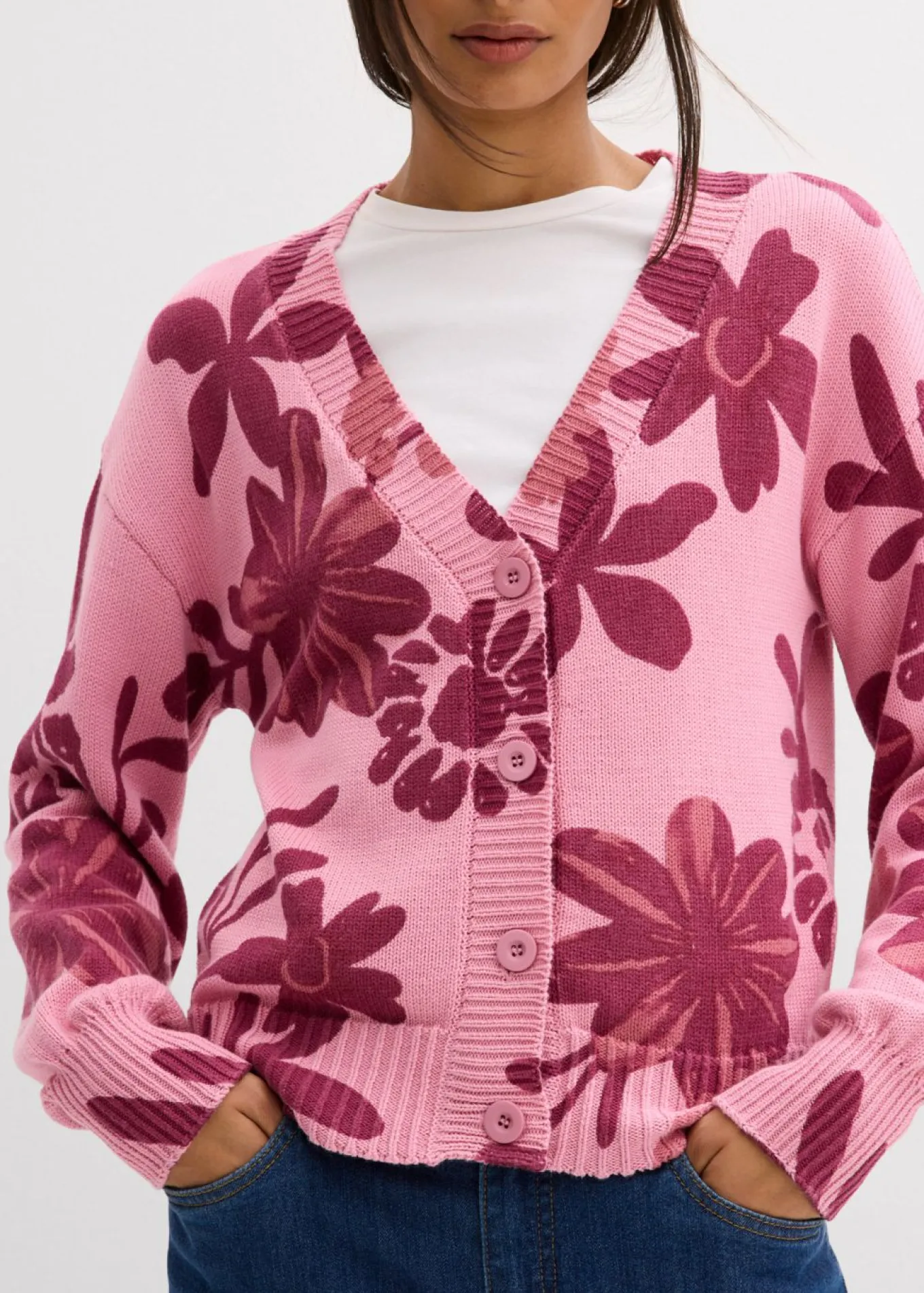 Chaqueta de punto con estampado de flores