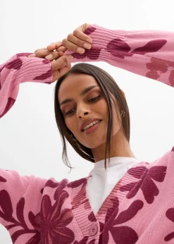 Chaqueta de punto con estampado de flores