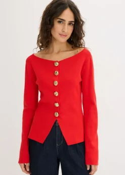 Chaqueta de punto con peplum y botones decorativos