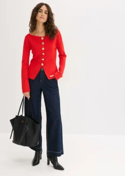 Chaqueta de punto con peplum y botones decorativos