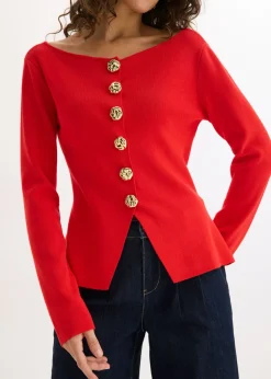 Chaqueta de punto con peplum y botones decorativos
