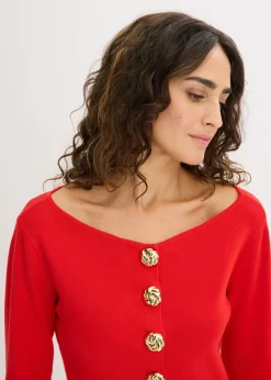 Chaqueta de punto con peplum y botones decorativos