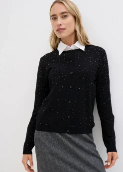 Chaqueta de punto con piedras brillantes