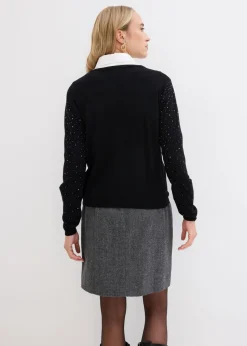 Chaqueta de punto con piedras brillantes
