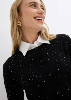 Chaqueta de punto con piedras brillantes