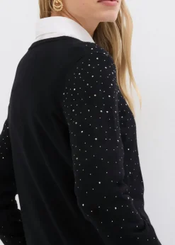 Chaqueta de punto con piedras brillantes